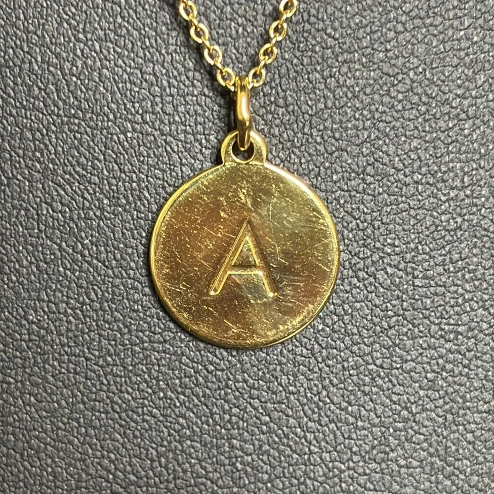 Kate Spade Initial A One In A Million Corcle Dainty Pendant Gold Tome Necklace